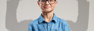 young boy with muscular arm shadow