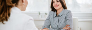 woman talking with doctor