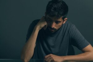 lonely and depressed young man