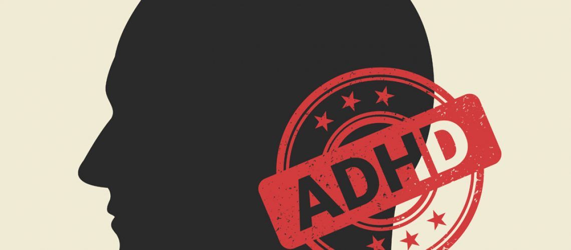 graphic of head and the words ADHD